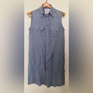 American Colors 🟣 by Alex Lehr EUC Size M Sleeveless Shirt Dress in Denim Blue